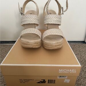 Michael Kors Tan Espadrille Wedges